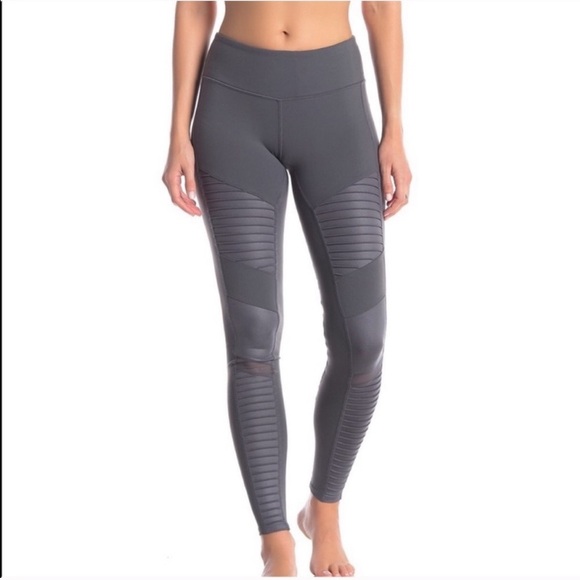 ALO Yoga Pants - Alo High Waisted Moto Leggings Gray Size M